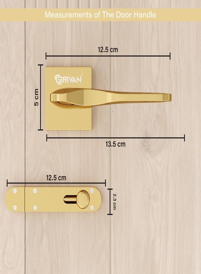 GRIVAN Ultra-Durable Brass Bathroom Door Handle Lock with Keyless Baby Latch for Bedroom/Balcony/Office Doors (Gold Finish) - Image 3